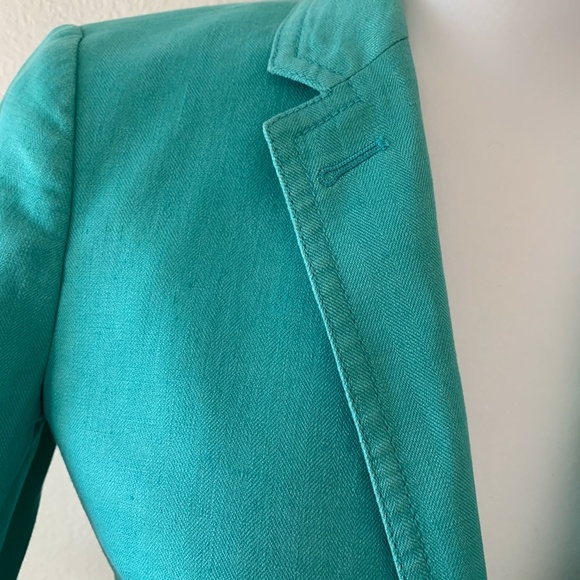 J. CREW Factory Turquoise Linen Blazer 2 - Picture 3 of 5